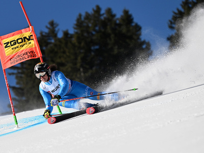 Federica Brignoneová na trati počas 1. kola obrovského slalomu na MS v alpskom lyžovaní