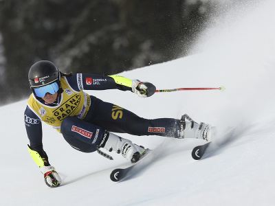 Švédska lyžiarka Sara Hectorová na trati 1. kola obrovského slalomu Svetového pohára v alpskom lyžovaní v talianskom stredisku Kronplatz