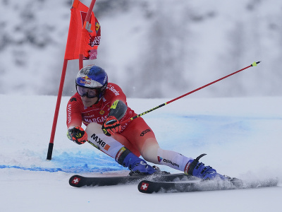 Švajčiarsky lyžiar Marco Odermatt počas 1. kola obrovského slalomu mužov Svetového pohára v alpskom lyžovaní vo francúzskom Val D'Isere