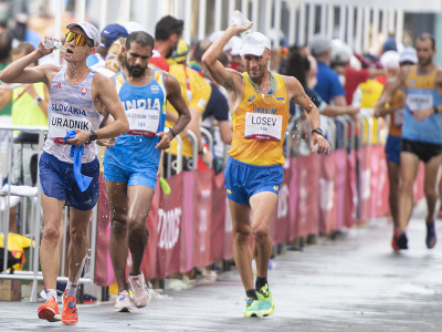 Na snímke slovenský reprezentant v chôdzi na 20 km Miroslav Úradník počas pretekov na XXXII. letných olympijských hrách 2020 v Tokiu
