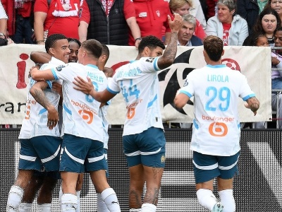 Radosť hráčov Olympique Marseille