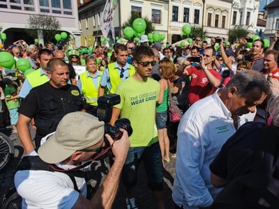 Peter Sagan počas stretnutia s obyvateľmi mesta Žilina na Mariánskom námestí
