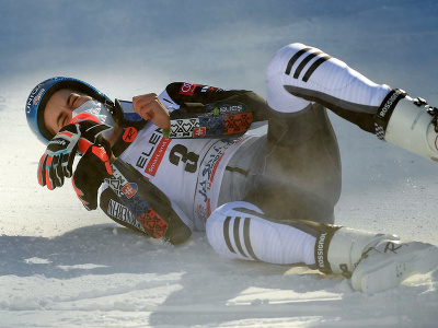 Slovenská lyžiarka Petra Vlhová sa teší z víťazstva v obrovskom slalome Svetového pohára alpských lyžiarok 7. marca 2021 v Jasnej