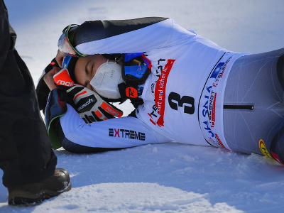 Petra Vlhová sa teší z víťazstva v obrovskom slalome 