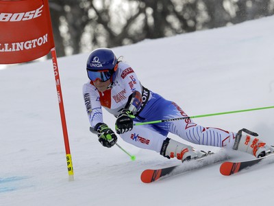 Slovenka Petra Vlhová počas 1. kola obrovského slalomu Svetového pohára alpských lyžiarok v americkom KIllingtone 