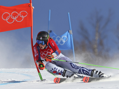 Slovenská lyžiarka Petra Vlhová počas 1. kola obrovského slalomu na ZOH v Pekingu