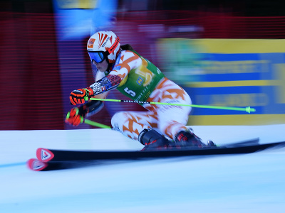 Petra Vlhová na trati druhého kola obrovského slalomu v Semmeringu