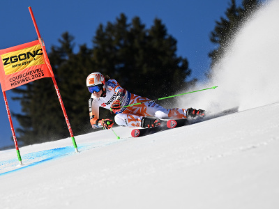Petra Vlhová na trati počas 1. kola obrovského slalomu na MS v alpskom lyžovaní