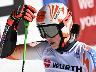 Slovenská lyžiarka Petra Vlhová v cieli počas 2. kola obrovského slalomu na MS v alpskom lyžovaní vo francúzskom stredisku Courchevel-Méribel