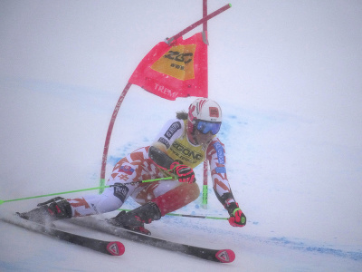Slovenská lyžiarka Petra Vlhová počas 2. kola obrovského slalomu v Mont Tremblante
