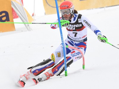Petra Vlhová na trati 1. kola slalomu Svetového pohára žien v chorvátskom Záhrebe