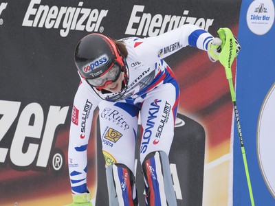 Petra Vlhová v cieli 2. kola slalomu žien Svetového pohára v alpskom lyžovaní žien v nemeckom Ofterschwangu
