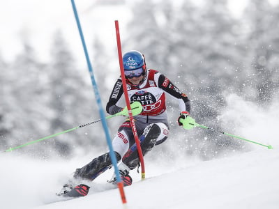 Petra Vlhová počas slalomu v Lenzerheide
