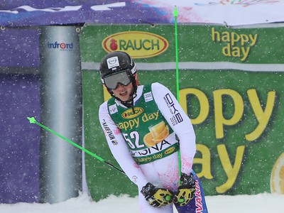Petra Vlhová v cieli po 1. kole obrovského slalomu