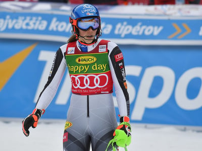 Slovenská lyžiarka Petra Vlhová v cieli 2. kola slalomu v Jasnej