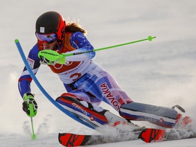 Petra Vlhová počas 1. kola slalomu na ZOH 2018