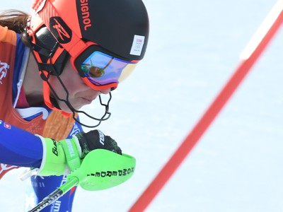 Petra Vlhová na trati 1. kola slalomu žien na ZOH 2018