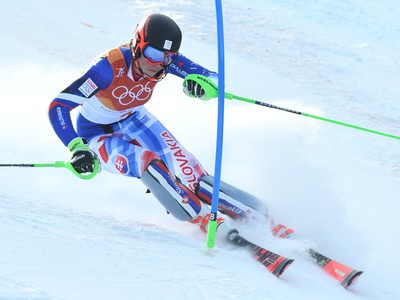 Petra Vlhová na trati 1. kola slalomu žien na ZOH 2018