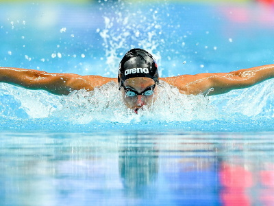 Slovenský plavec František Jablčník počas rozplavby na 200 m polohové preteky na MS v plaveckých športoch v Budapešti