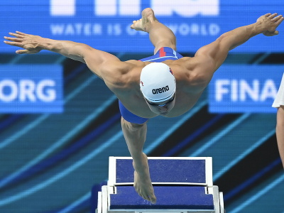 Slovenský plavec Matej Duša počas rozplavby na MS v plaveckých športoch v Budapešti