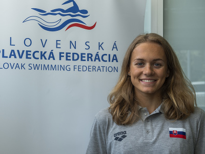 Na snímke plavkyňa Tamara Potocká počas brífingu slovenskej plaveckej reprezentácie pred odchodom na MS v plávaní 