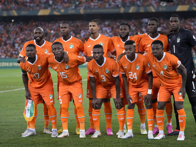 Hráči Pobrežia Slonoviny pred začiatkom finále Afrického pohára národov 2024