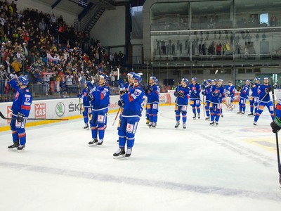 Slovenskí hokejisti po finálovom triumfe nad Ruskom
