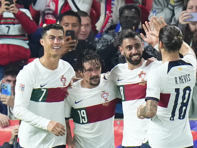 Radosť hráčov Portugalska po góle