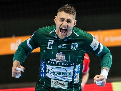 Oliver Rábek (Prešov) sa teší po strelení gólu