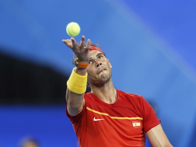 Rafael Nadal v zápase proti Gruzínsku na ATP Cupe