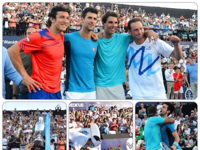Rafael Nadal zvíťazil v exhibičnom zápase nad Novakom Djokovičom.
