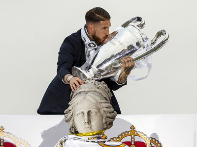 Sergio Ramos počas osláv titulu Ligy majstrov