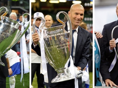 Zinedine Zidane s trofejami Ligy majstrov
