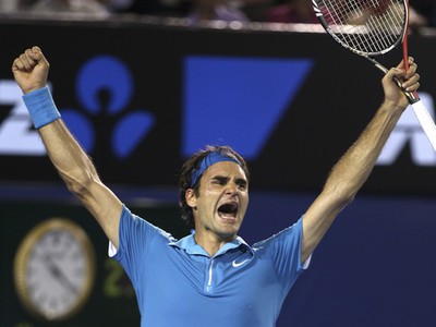 Roger Federer sa teší z víťazstva na Australian Open