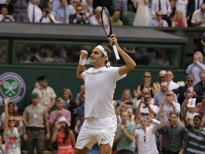 Roger Federer a jeho víťazná radosť 