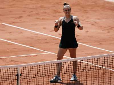 Grécka tenistka Maria Sakkariová sa teší z postupu do semifinále French Open