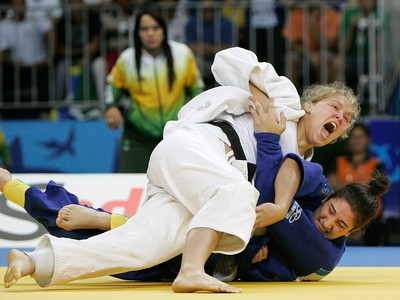 Ronda Rouseyová ešte ako džudistka na olympiáde v Pekingu. Získala tam bronz