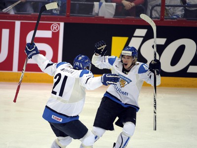 Fínska radosť po góle do siete Ruska