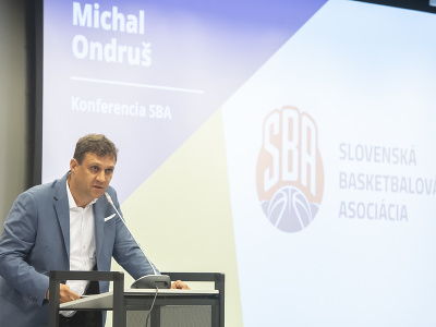 Kandidát na post prezidenta Slovenskej basketbalovej asociácie (SBA) Michal Odruš na konferencii SBA, ktorej súčasťou bola voľba prezidenta SBA
