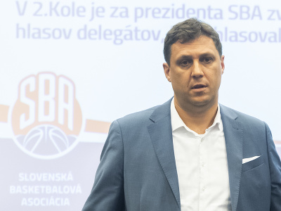 Kandidát na post prezidenta Slovenskej basketbalovej asociácie (SBA) Michal Odruš na konferencii SBA, ktorej súčasťou bola voľba prezidenta SBA
