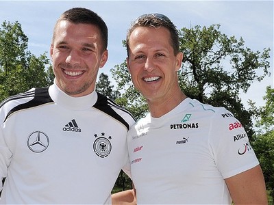 Lukas Podolski a Michael Schumacher