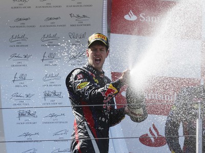 Sebastian Vettel a jeho víťazná radosť