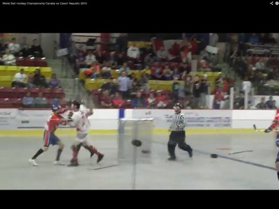 Kanadský hokejbalista si neudržal nervy na uzde a nekompromisne sa pustil päsťami do súpera