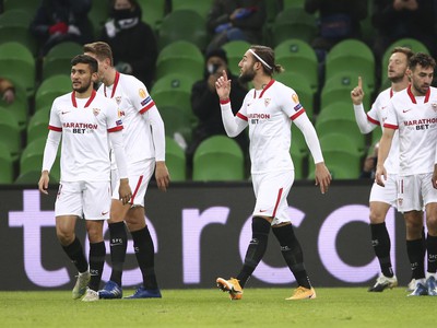 Radosť hráčov Sevilla FC