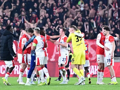 Radosť hráčov Slavie Praha