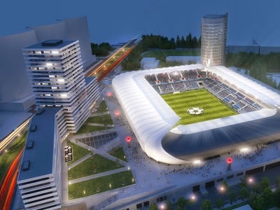 Vizualizácia nového Národného futbalového štadióna na Tehelnom poli