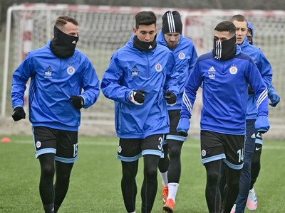 Hráči ŠK Slovan Bratislava počas tréningu