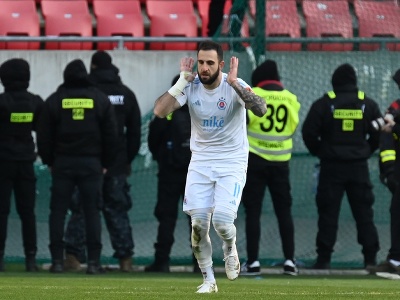 Hráč Slovana Tigran Barseghjan sa teší z gólu