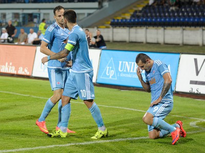 Sprava: Adam Zreľák zo Slovana po prvom góle, Marko Milinkovič a Jakub Podaný