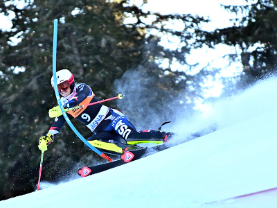 Na snímke americká lyžiarka Paula Moltzanová počas prvého kola slalomu žien v rámci Svetového pohára v alpskom lyžovaní v Jasnej 21. januára 2024